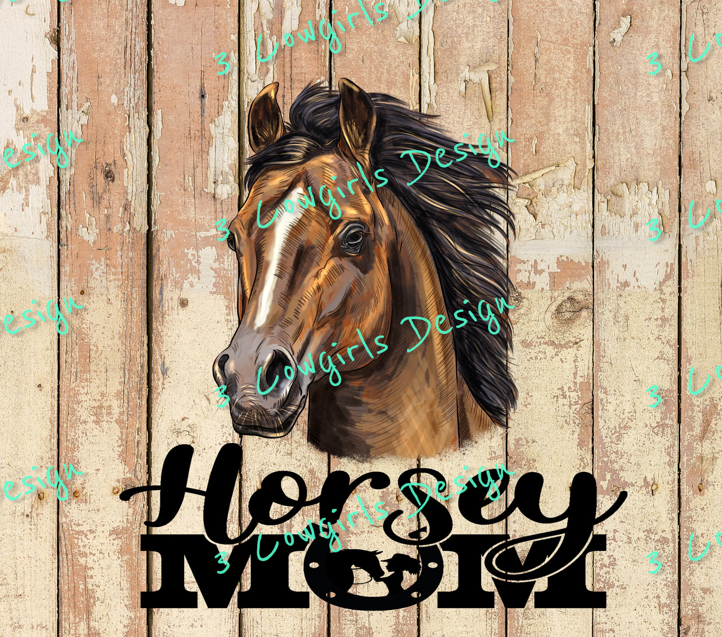 Horsey mom- {Brown background}