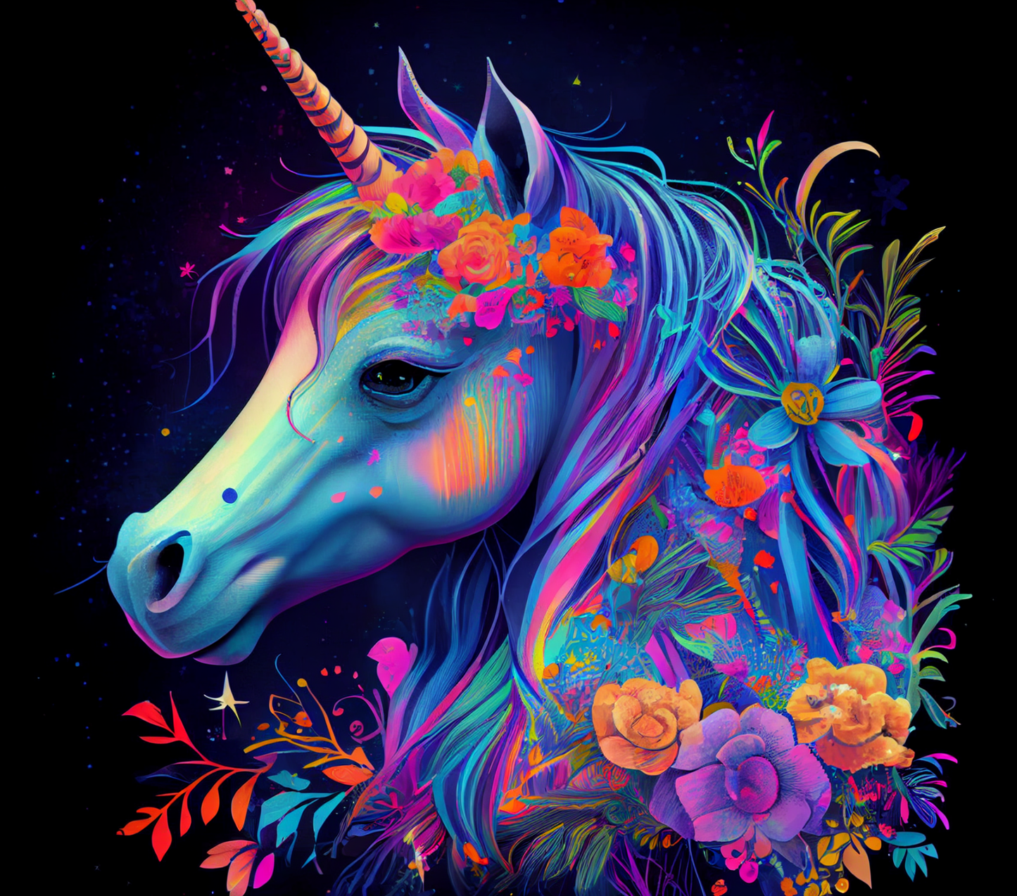 Unicorn with rainbow colors