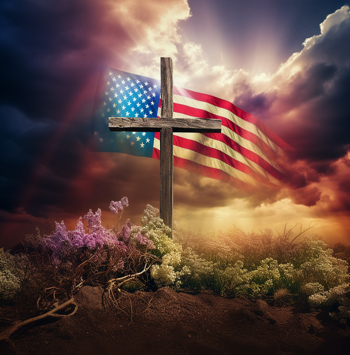 Cross w/American Flag