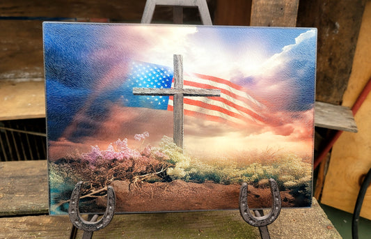 Cross w/American Flag