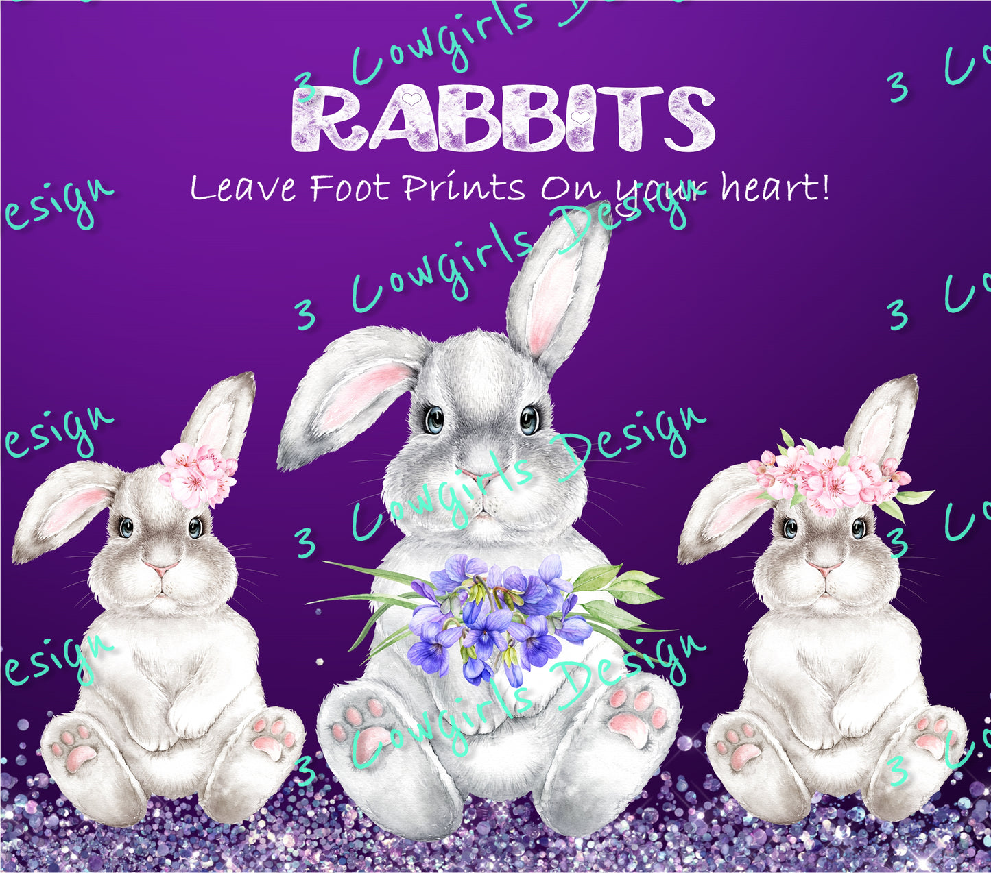 Rabbits leave footprints {Dark Purple}