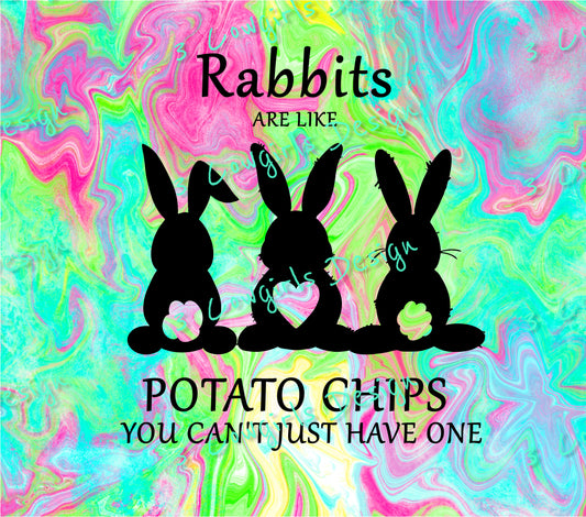 Rabbit are like potato chips {pink, turquoise, green}