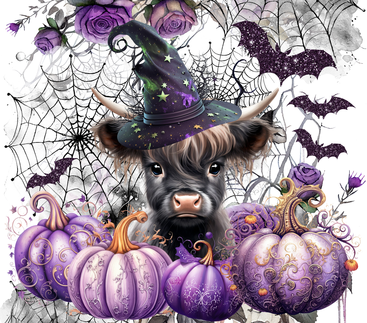 417 Cow with Purple Pumpkins