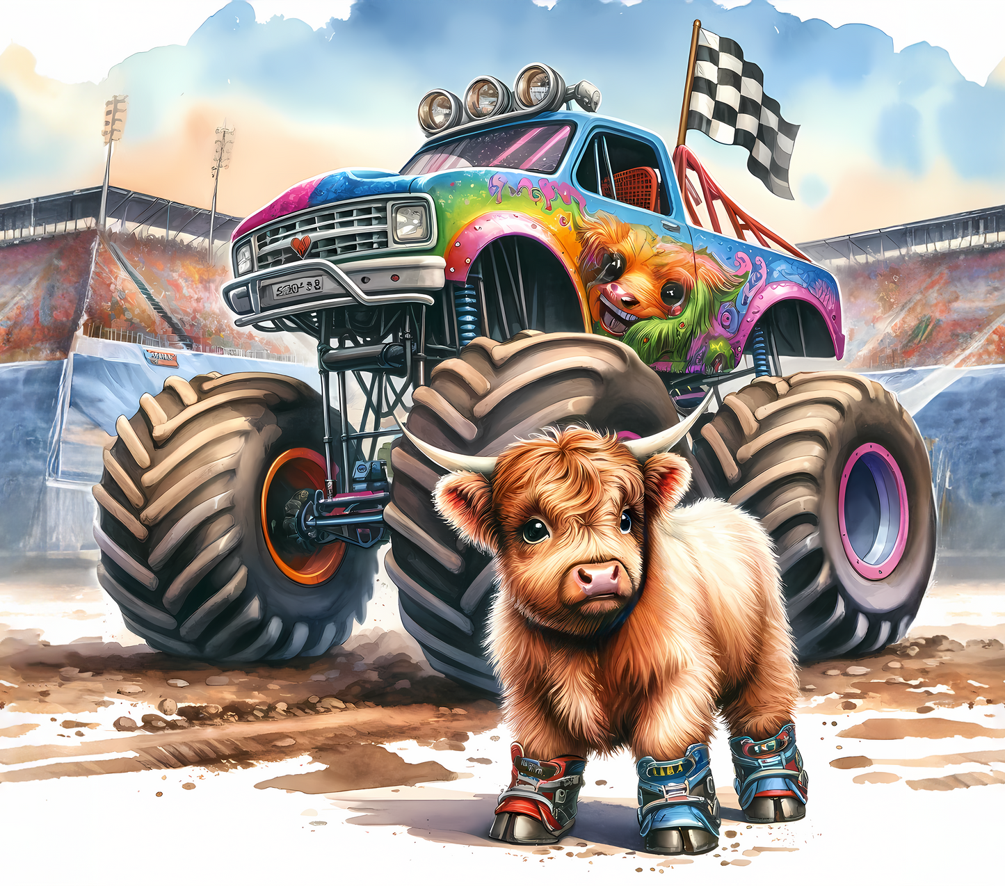 Monster Truck w/baby cow